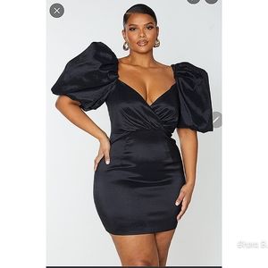 Black Sexy Puff Shoulder Dress